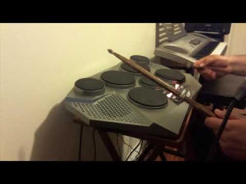 Renewed PTED06 Hi-Hat Cymbals-PTED06 Snare Drums Pyle 7 Pad Kick Bass Pedal Controller USB AUX Toms